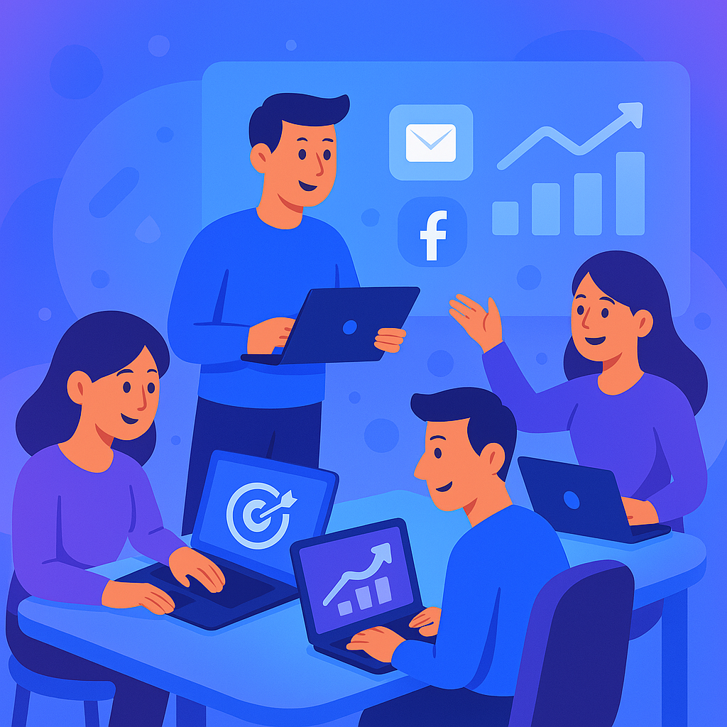 alt="Equipo desarrollando estrategias de marketing digital para negocios"
